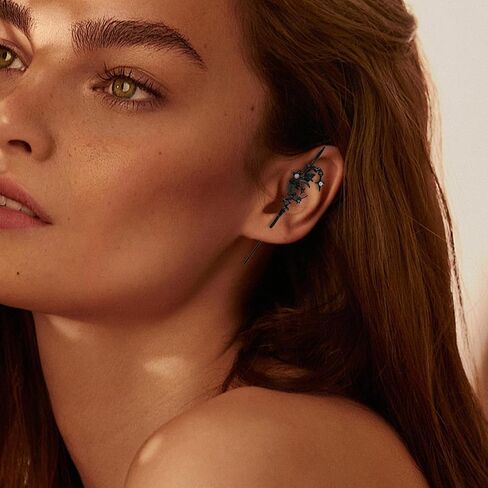 Moon Earrings Hook Earrings for Women Ear Cuffs Hook Needle Piercing Earring Piercing Wrap Punk Unique Piercing Accessories for Women Halloween Costumes Accessories in Saudi Arabia