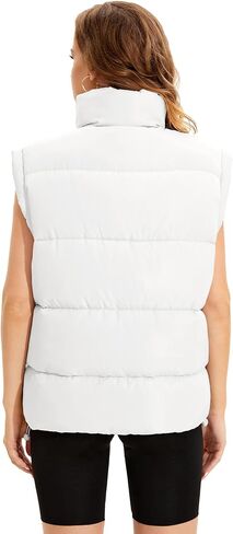WHN Womens Oversized Puffer Vest Lightweight Winter Warm Stand Collar Padded Puffy Jackets Coats with Plush Pockets in Saudi Arabia