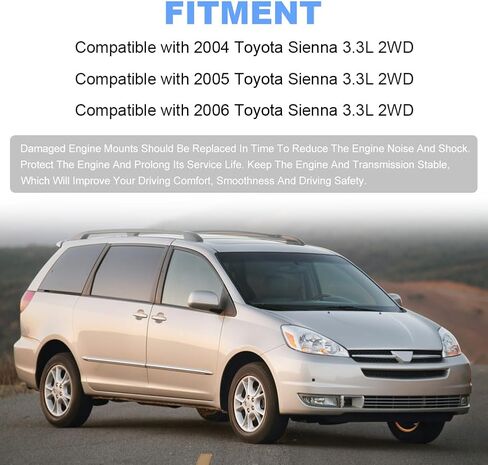 JDMON 4 قطع محرك المحرك وناقل الحركة طقم استبدال لـ 2004 2005 2006 Toyota Sienna 3.3L 2WD متوافق مع A62009 / A4295 / A4257 / A4207 / EM9680 / EM9237 / EM9567 / EM9165 in Saudi Arabia