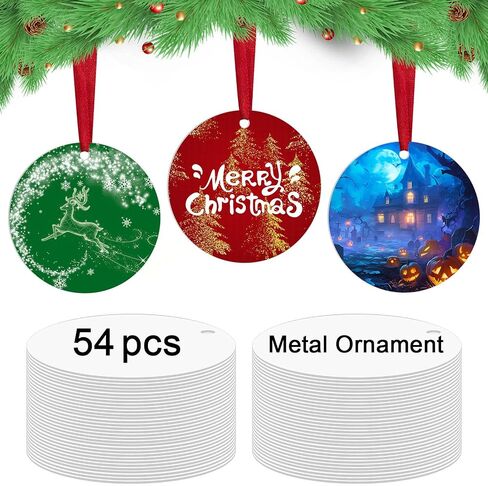 36 pcs Metal Sublimation Ornament Blanks,Sublimation Christmas Ornament Blanks for Christmas Tree Decor Blank Ornaments,Double Sided Sublimation Ornaments Round Sublimation Blanks Christmas Ornaments in Saudi Arabia