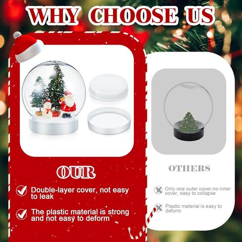 Sliner 72 Pcs 4" Christmas Snow Globes DIY Snow Globe Bulk Plastic Fillable Water Globe with Screw Off Cap Empty Snow Globe for Christmas DIY Crafts, Xmas Personalized Decoration Gifts for Adult Kids in Saudi Arabia