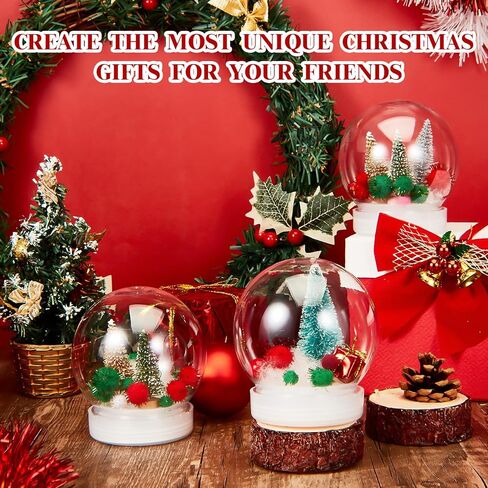 Sliner 72 Pcs 4" Christmas Snow Globes DIY Snow Globe Bulk Plastic Fillable Water Globe with Screw Off Cap Empty Snow Globe for Christmas DIY Crafts, Xmas Personalized Decoration Gifts for Adult Kids in Saudi Arabia