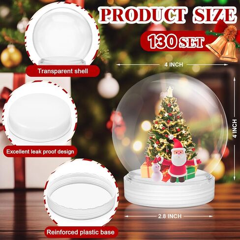 Sliner 72 Pcs 4" Christmas Snow Globes DIY Snow Globe Bulk Plastic Fillable Water Globe with Screw Off Cap Empty Snow Globe for Christmas DIY Crafts, Xmas Personalized Decoration Gifts for Adult Kids in Saudi Arabia