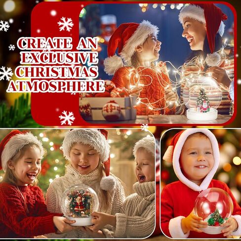 Sliner 72 Pcs 4" Christmas Snow Globes DIY Snow Globe Bulk Plastic Fillable Water Globe with Screw Off Cap Empty Snow Globe for Christmas DIY Crafts, Xmas Personalized Decoration Gifts for Adult Kids in Saudi Arabia