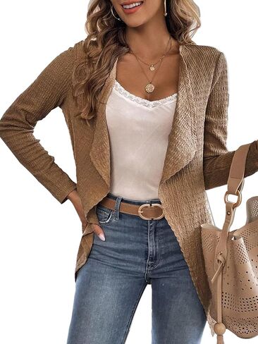 Women's Long Sleeve Open Front Cardigan Casual Loose Lightweight Drape Cozy Knit Sweaters Fall Dusters in Saudi Arabia