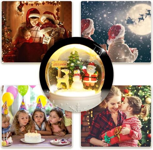 Christmas Snow Globe Carriage Snow Globe Color Changing Lighted Musical Water Globe with Snowman&Sledge and Skating Pond Decor Resin Glass Balls Table Decor, for Kids/Woman in Saudi Arabia