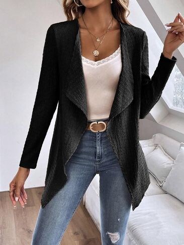Women's Long Sleeve Open Front Cardigan Casual Loose Lightweight Drape Cozy Knit Sweaters Fall Dusters in Saudi Arabia