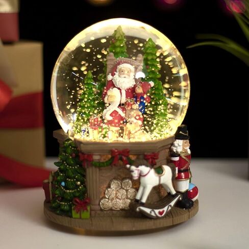 Christmas Snow Globe Carriage Snow Globe Color Changing Lighted Musical Water Globe with Snowman&Sledge and Skating Pond Decor Resin Glass Balls Table Decor, for Kids/Woman in Saudi Arabia