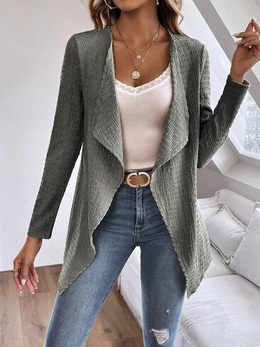 Women's Long Sleeve Open Front Cardigan Casual Loose Lightweight Drape Cozy Knit Sweaters Fall Dusters in Saudi Arabia