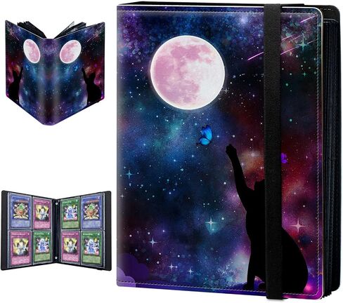 Trading Card Binder, 4 Pocket Trading Cards Album Display Holder, 400 Cards Double Sided Pockets Card Holder Binder Sleeves Card Case for Standard Size Cards Sports Cards,Pink Glitter Marble in Saudi Arabia