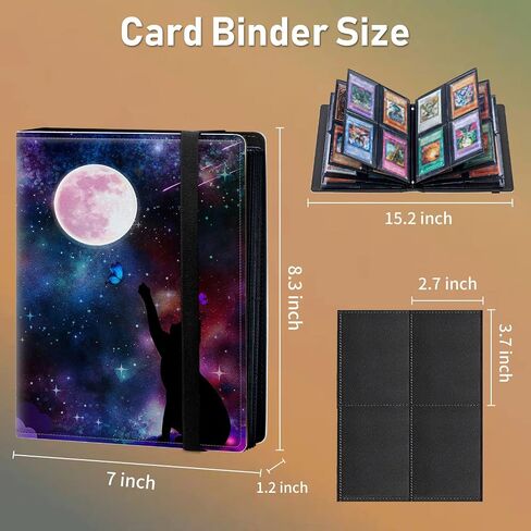 Trading Card Binder, 4 Pocket Trading Cards Album Display Holder, 400 Cards Double Sided Pockets Card Holder Binder Sleeves Card Case for Standard Size Cards Sports Cards,Pink Glitter Marble in Saudi Arabia