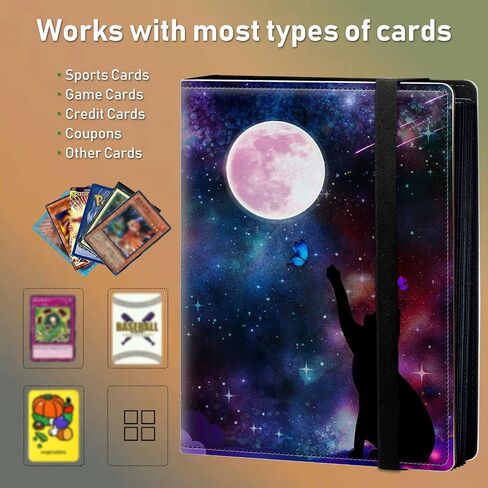 Trading Card Binder, 4 Pocket Trading Cards Album Display Holder, 400 Cards Double Sided Pockets Card Holder Binder Sleeves Card Case for Standard Size Cards Sports Cards,Pink Glitter Marble in Saudi Arabia