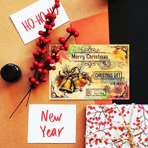 GLOBLELAND Christmas Postcard Clear Stamps for DIY Scrapbooking Merry Christmas Bell Silicone Clear Stamp Seals 21x14.8cm Transparent Stamps for Cards Making Photo Album Journal Home Decoration in Saudi Arabia