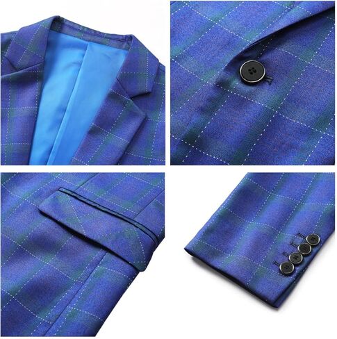 Iynnijoy Mens 2 Piece Slim Fit Suit Casual Plaid Tuxedo Suit for Men Party Wedding Business Dress Suit Set in Saudi Arabia