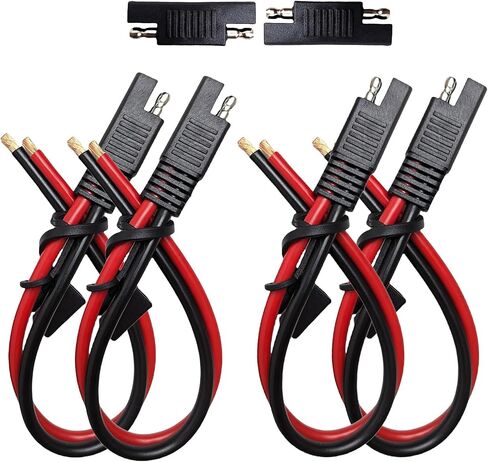 4 قطع 10 AWG SAE موصل إلى كابل نحاسي نقي مع أغطية غبار وقطعتين من محولات RP للتوصيل السريع لدراجة نارية لشحن بطارية اللوحة الشمسية، أسود، 4SAE و2RP in Saudi Arabia