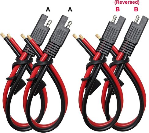 4 قطع 10 AWG SAE موصل إلى كابل نحاسي نقي مع أغطية غبار وقطعتين من محولات RP للتوصيل السريع لدراجة نارية لشحن بطارية اللوحة الشمسية، أسود، 4SAE و2RP in Saudi Arabia