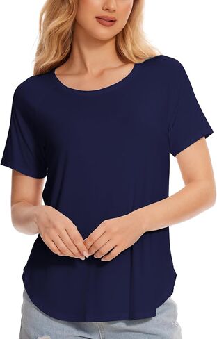 GYS Womens Pajama Tops Short Sleeve Shirts Summer Comfy Crew Neck Sleep T-Shirt in Saudi Arabia