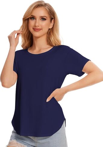 GYS Womens Pajama Tops Short Sleeve Shirts Summer Comfy Crew Neck Sleep T-Shirt in Saudi Arabia