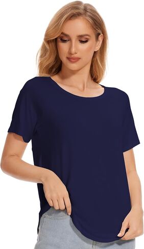 GYS Womens Pajama Tops Short Sleeve Shirts Summer Comfy Crew Neck Sleep T-Shirt in Saudi Arabia