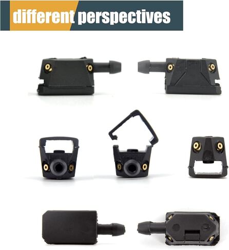 قطعتان من فوهة الزجاج الأمامي للسيارة، بخاخ رباعي الاتجاهات، تركيب ذراع آلة التنظيف لحلقة وسادة الفوهة، مناسبة لشفرة المساحات لمعظم السيارات (أسود) in Kuwait