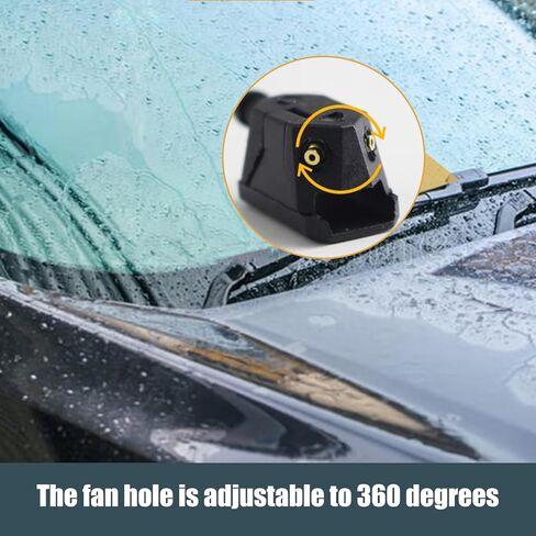 قطعتان من فوهة الزجاج الأمامي للسيارة، بخاخ رباعي الاتجاهات، تركيب ذراع آلة التنظيف لحلقة وسادة الفوهة، مناسبة لشفرة المساحات لمعظم السيارات (أسود) in Kuwait