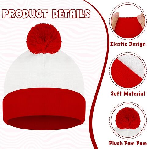 Halloween Costume Set, Red and White Stripes Hat Glasses Set, Halloween Beanie Black Glasses Costume Accessories in Saudi Arabia
