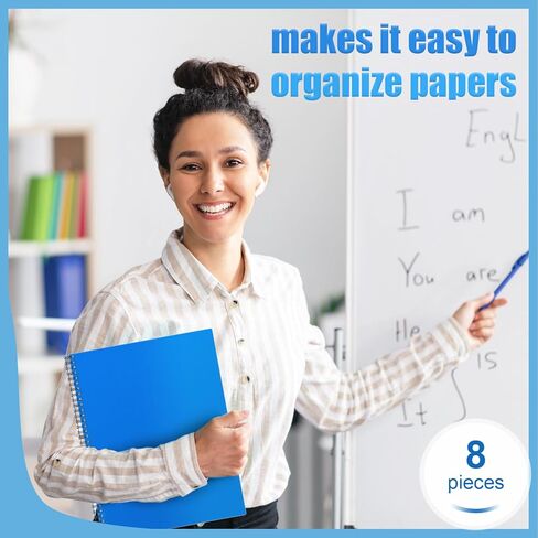 Seajan 6 Pcs 10 Pocket Folder Pastel Sturdy Plastic Spiral Portfolio Multi Pocket Folder Pink Purple Organizer Document Folders Plastic Spiral Project Organizer for School Office in Kuwait