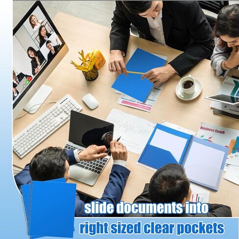 Seajan 6 Pcs 10 Pocket Folder Pastel Sturdy Plastic Spiral Portfolio Multi Pocket Folder Pink Purple Organizer Document Folders Plastic Spiral Project Organizer for School Office in Kuwait