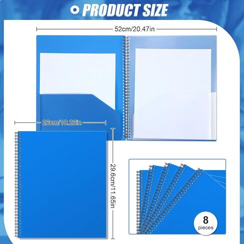 Seajan 6 Pcs 10 Pocket Folder Pastel Sturdy Plastic Spiral Portfolio Multi Pocket Folder Pink Purple Organizer Document Folders Plastic Spiral Project Organizer for School Office in Kuwait