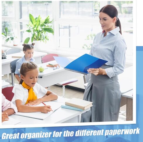 Seajan 6 Pcs 10 Pocket Folder Pastel Sturdy Plastic Spiral Portfolio Multi Pocket Folder Pink Purple Organizer Document Folders Plastic Spiral Project Organizer for School Office in Kuwait