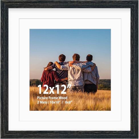 Metchite 12x12 Picture Frame Set,Solid Wood,Display Pictures 8x8 10x10 with Mat or 12x12 Without Mat,Stable Sturdy Square Hanging Picture Frames for Wall Mounting or Tabletop (Blue) in Kuwait