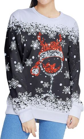 Women Ugly Christmas Sweatshirt Long Sleeve Shirts O-neck Pullover in Saudi Arabia