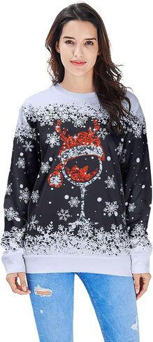 Women Ugly Christmas Sweatshirt Long Sleeve Shirts O-neck Pullover in Saudi Arabia