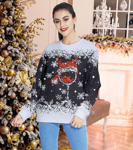 Women Ugly Christmas Sweatshirt Long Sleeve Shirts O-neck Pullover in Saudi Arabia