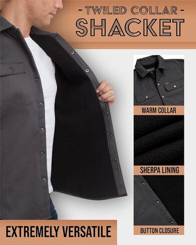 جاكيت قميص رجالي من ماتيكس بأزرار سفلية - قميص متين بياقة طويلة وأكمام طويلة للرجال مع بطانة شيربا ناعمة (S-XL) in Kuwait