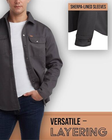 جاكيت قميص رجالي من ماتيكس بأزرار سفلية - قميص متين بياقة طويلة وأكمام طويلة للرجال مع بطانة شيربا ناعمة (S-XL) in Kuwait