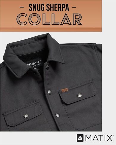 جاكيت قميص رجالي من ماتيكس بأزرار سفلية - قميص متين بياقة طويلة وأكمام طويلة للرجال مع بطانة شيربا ناعمة (S-XL) in Kuwait