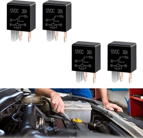4 PCS Car 5-pin Relay,Multi-Purpose Automotive Relay Heavy Duty Standard Relay for Car Motor,12V/24V 30A Multi-Function Start Relay,Universal Accessories for Most Cars (Black) in Saudi Arabia