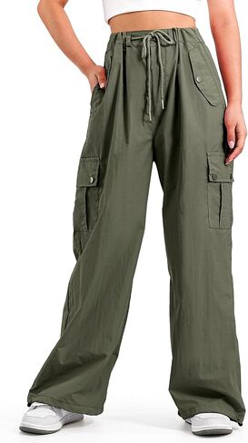 KEREDA Cargo Pants for Girls Parachute Baggy Joggers Pants Kids Clothes with Pockets 6-14Y in Kuwait