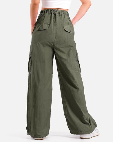 KEREDA Cargo Pants for Girls Parachute Baggy Joggers Pants Kids Clothes with Pockets 6-14Y in Kuwait