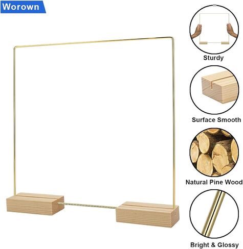 Worown 6 Pack 8 Inch Square Metal Floral Hoop Centerpiece and 12 Pieces Wooden Stands for Table, Gold Metal Rings for Making Wedding Table Wreath Decor, Wall Hanging Wreaths and Dream Catchers in Saudi Arabia