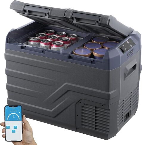 VEVOR Car Refrigerator, 25 L Dual Zone Portable Freezer, 12 Volt Car Refrigerator Fridge, -4℉-68℉ Adjustable Range, 12/24V DC and 100-240V AC Compressor Cooler for Outdoor, Camping, RV in Saudi Arabia