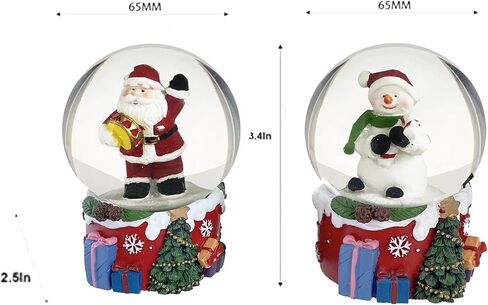 S/2 Christmas Snow Globe, Santa Claus and Snowman Snowglobes Figurines, Snow Globes，Santa Snow Globe，Christmas Snow Globes in Saudi Arabia