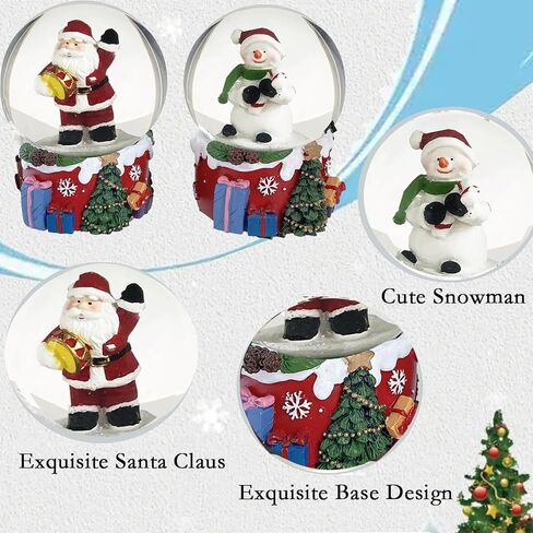 S/2 Christmas Snow Globe, Santa Claus and Snowman Snowglobes Figurines, Snow Globes，Santa Snow Globe，Christmas Snow Globes in Saudi Arabia