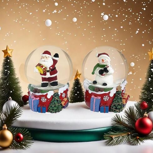 S/2 Christmas Snow Globe, Santa Claus and Snowman Snowglobes Figurines, Snow Globes，Santa Snow Globe，Christmas Snow Globes in Saudi Arabia