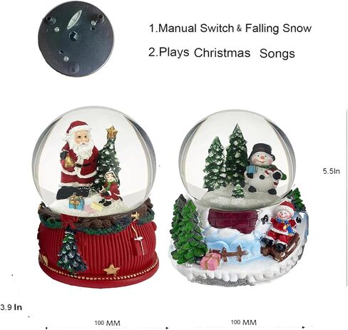 S/2 Christmas Snow Globe, Santa Claus and Snowman Snowglobes Figurines, Snow Globes，Santa Snow Globe，Christmas Snow Globes in Saudi Arabia