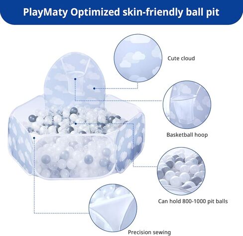خيمة لعب PlayMaty Ball Pool Pit مع طوق كرة السلة للأطفال الصغار في الهواء الطلق واللعب الداخلي 4 أقدام/120 سم (الكرات غير متضمنة) (وردي) in Kuwait
