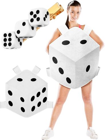 Six Sided Dice Costume Casino Halloween Costume Role Playing Dress with 1 Dice Hairpin for Party Women Men Adults in Saudi Arabia