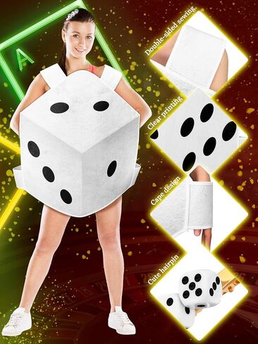 Six Sided Dice Costume Casino Halloween Costume Role Playing Dress with 1 Dice Hairpin for Party Women Men Adults in Saudi Arabia