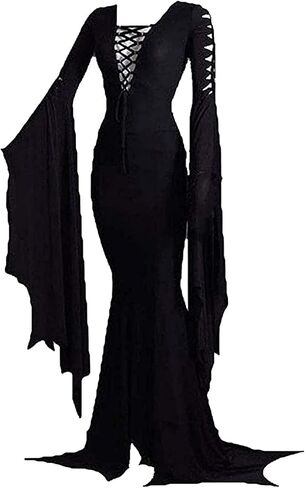 LVCBL Halloween Vampire Costume Women Sexy Vintage Dress Gothic Witch Vintage Dress in Saudi Arabia